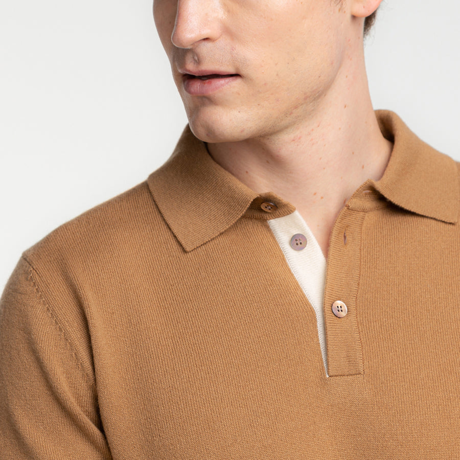 Personalized custom order of men's Japanese luxury cashmere knit polo-collar sweater