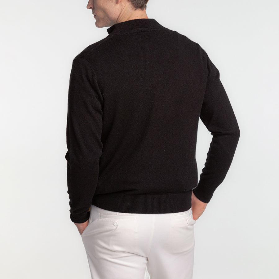 Cashmere harf zip high-necked sweater
