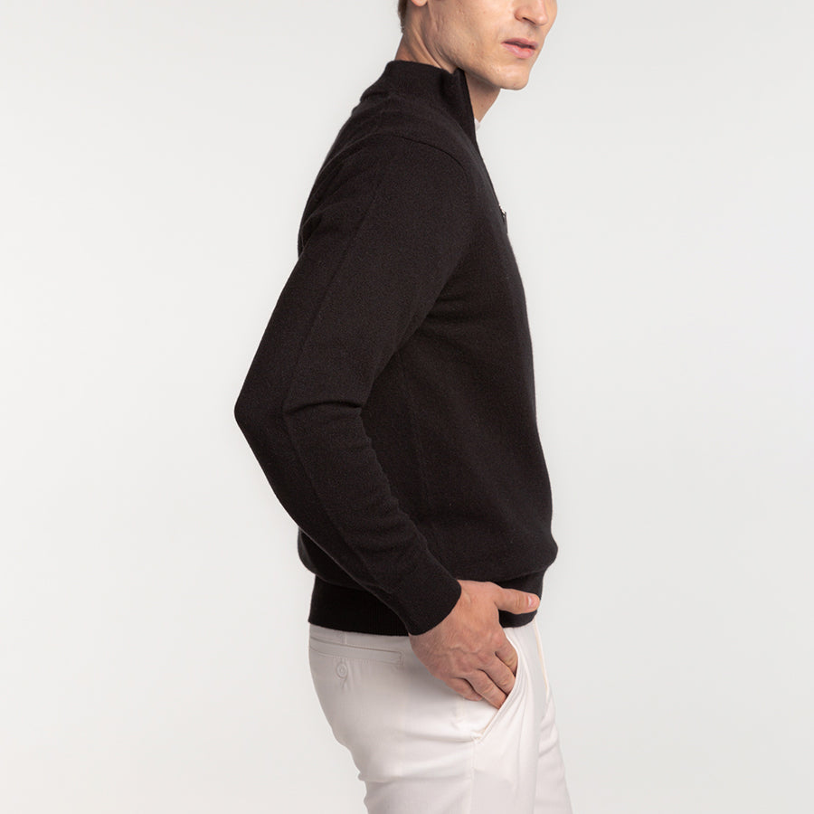 Cashmere harf zip high-necked sweater