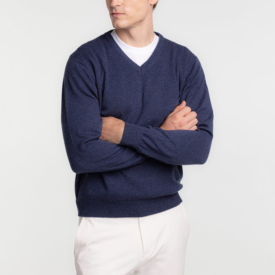 Personalized custom order of men's Japanese luxury cashmere knit v-neck sweater