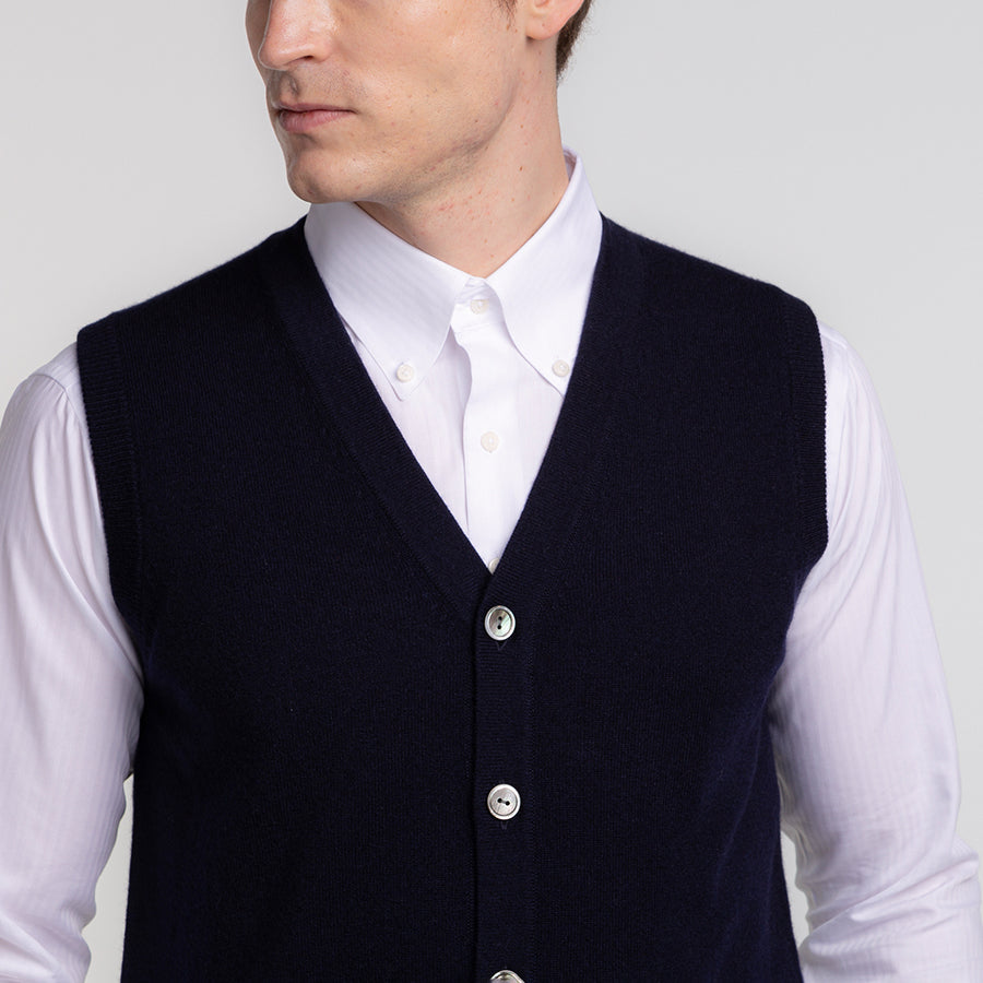 Personalized custom order of men's Japanese luxury cashmere knit vest