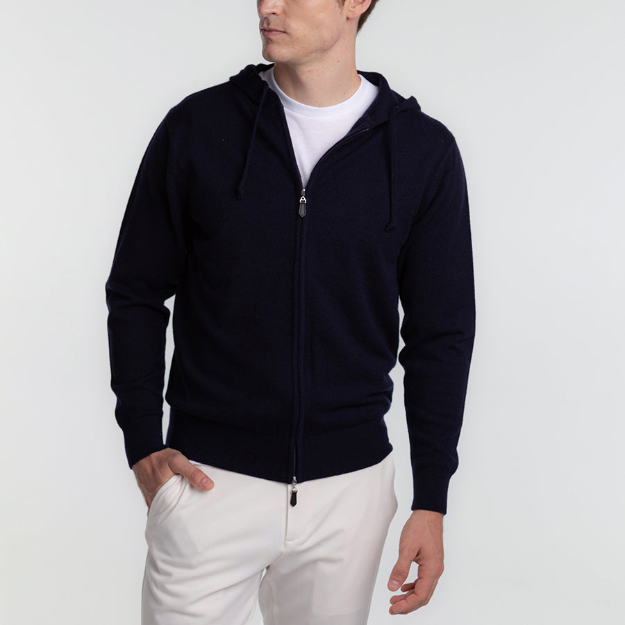 Personalized custom order of men's Japanese luxury cashmere knit hoodie