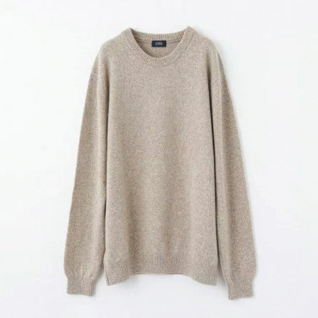 Personalized custom order of men's Japanese luxury cashmere knit melange crew-neck sweater