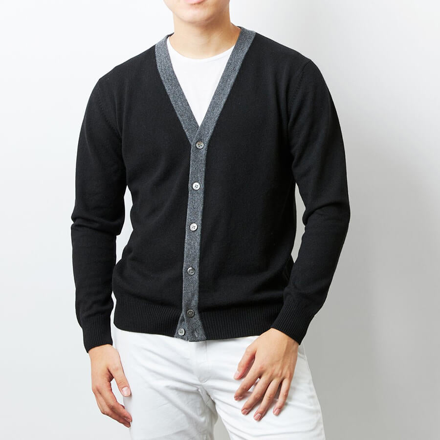 【Sample】Cashmere two-tone color cardigan / S,M,L size