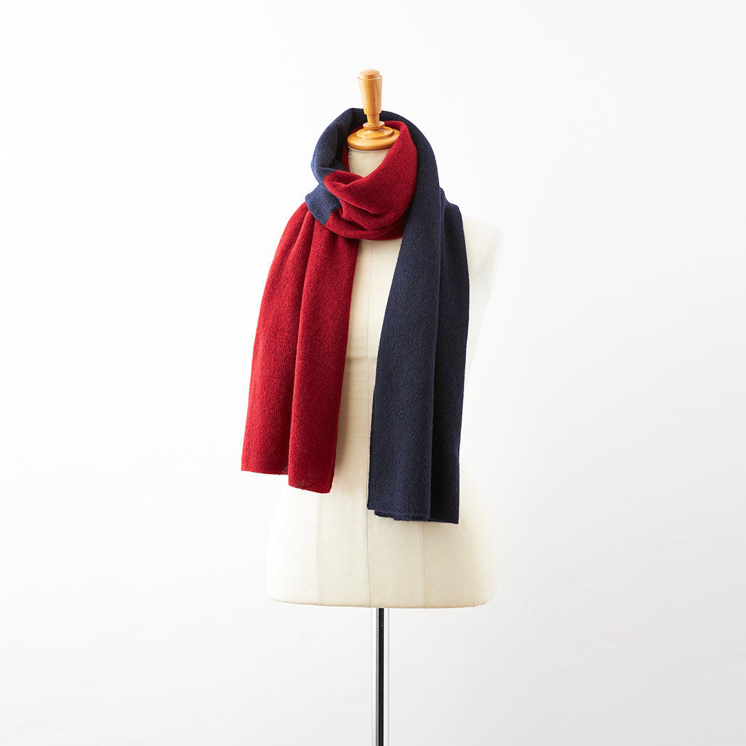 Cashmere knit angel's stole- bicolor border design (160cm × 50cm)