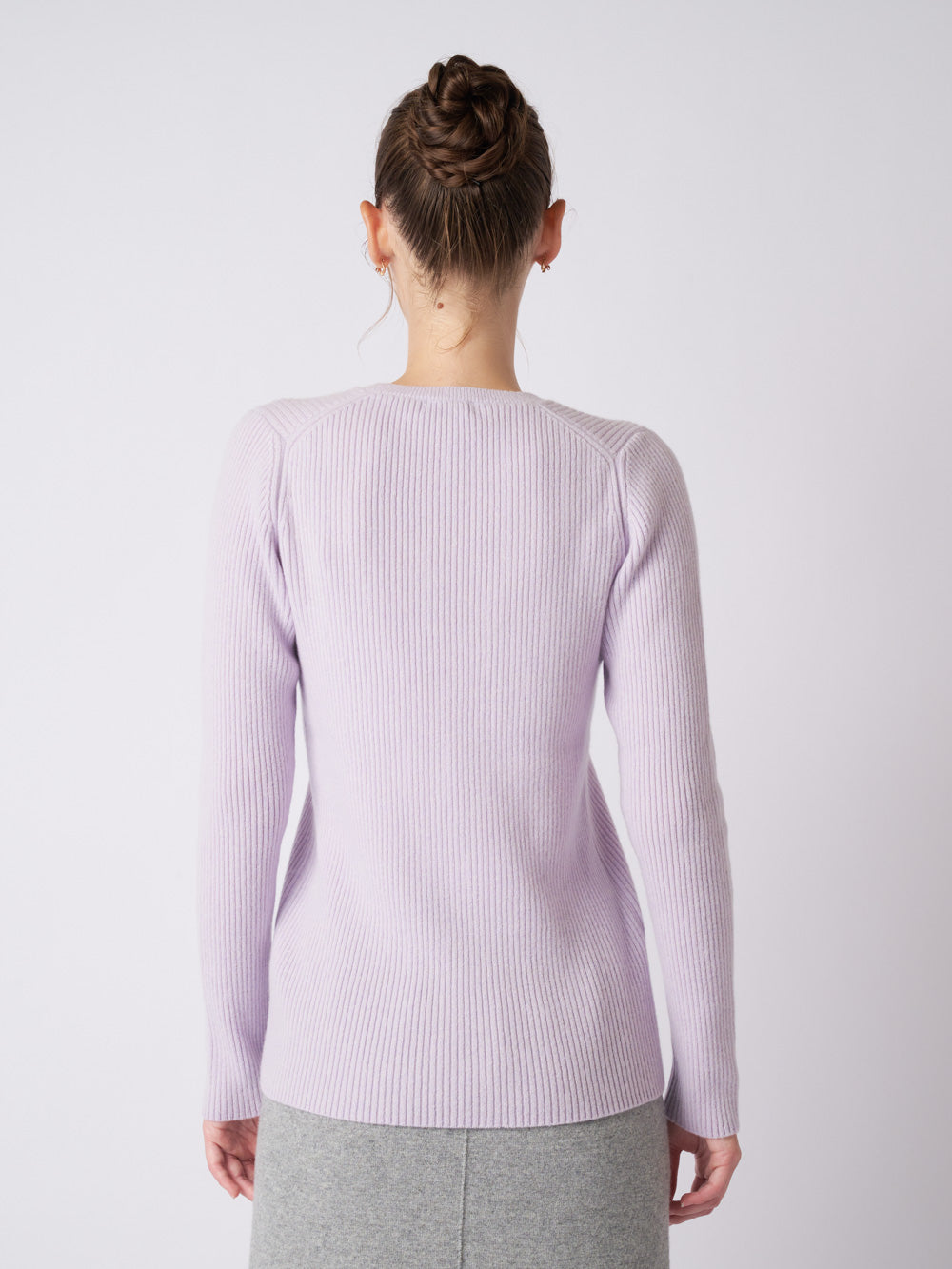 Cashmere rib knit crew-neck sweater
