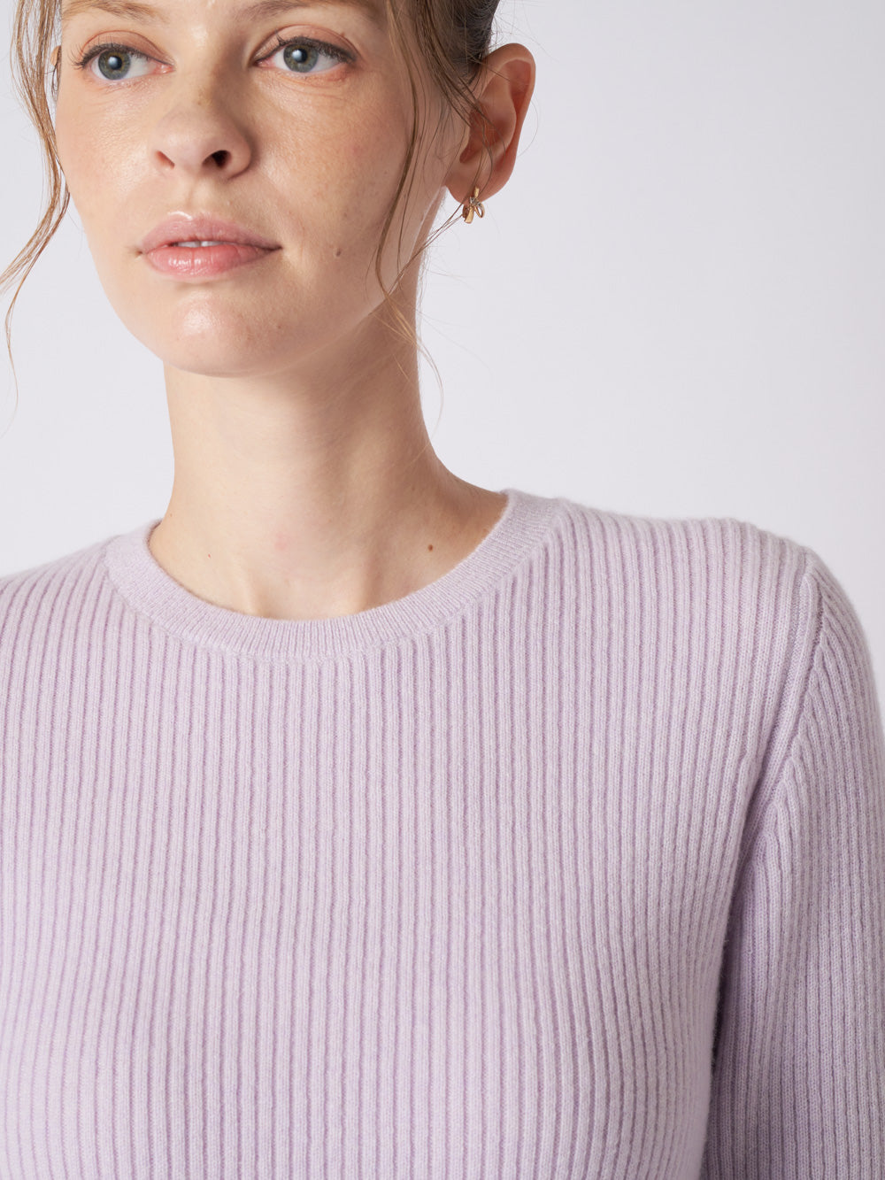 Cashmere rib knit crew-neck sweater