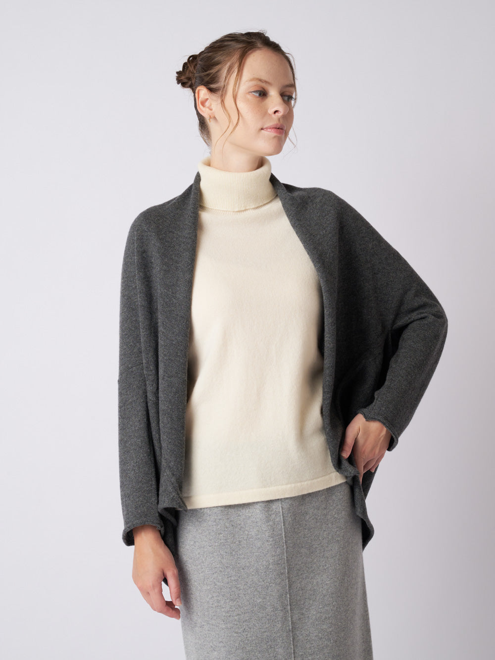 Cashmere draped knit cardigan
