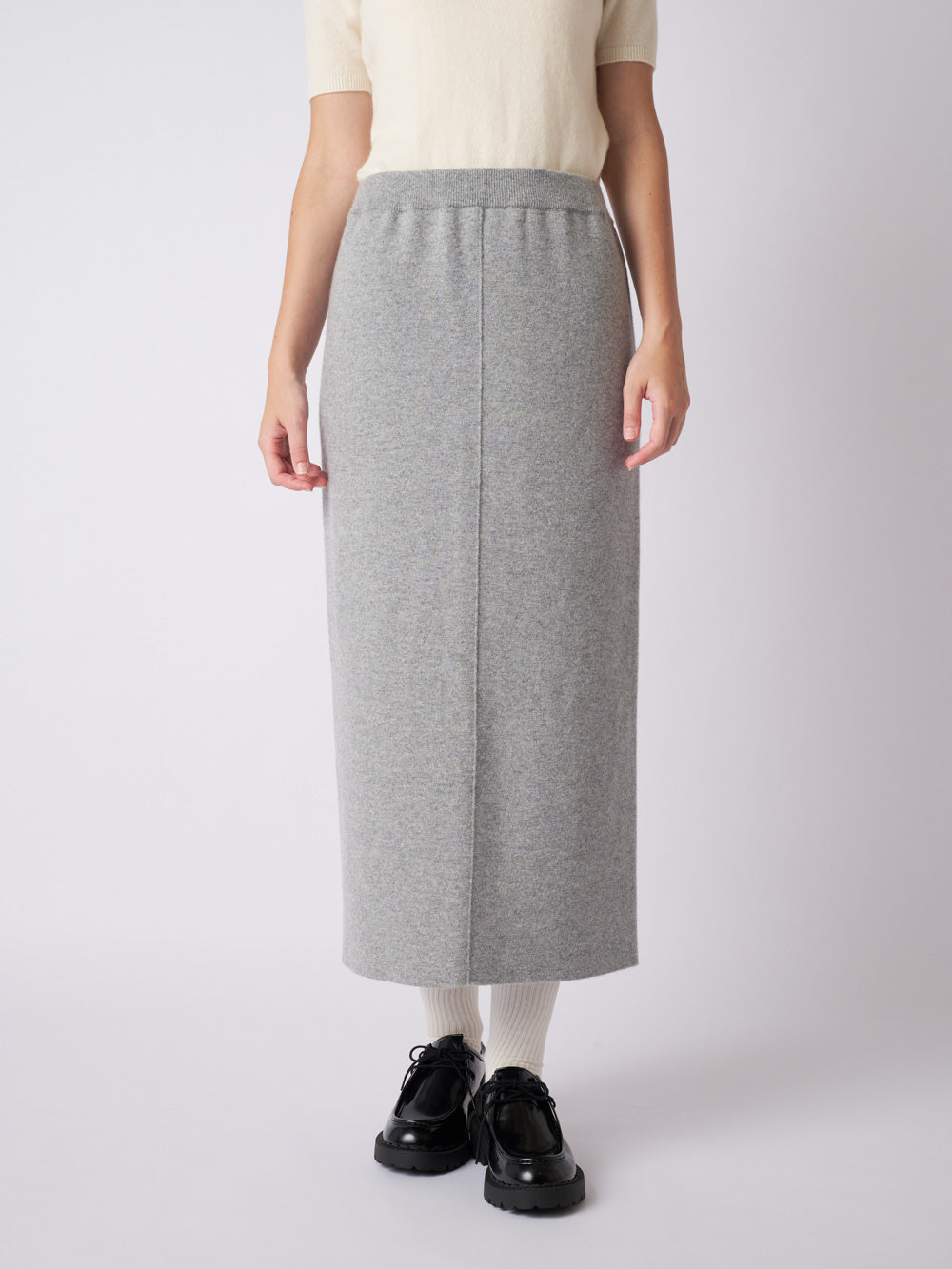 Cashmere milano rib knit skirt