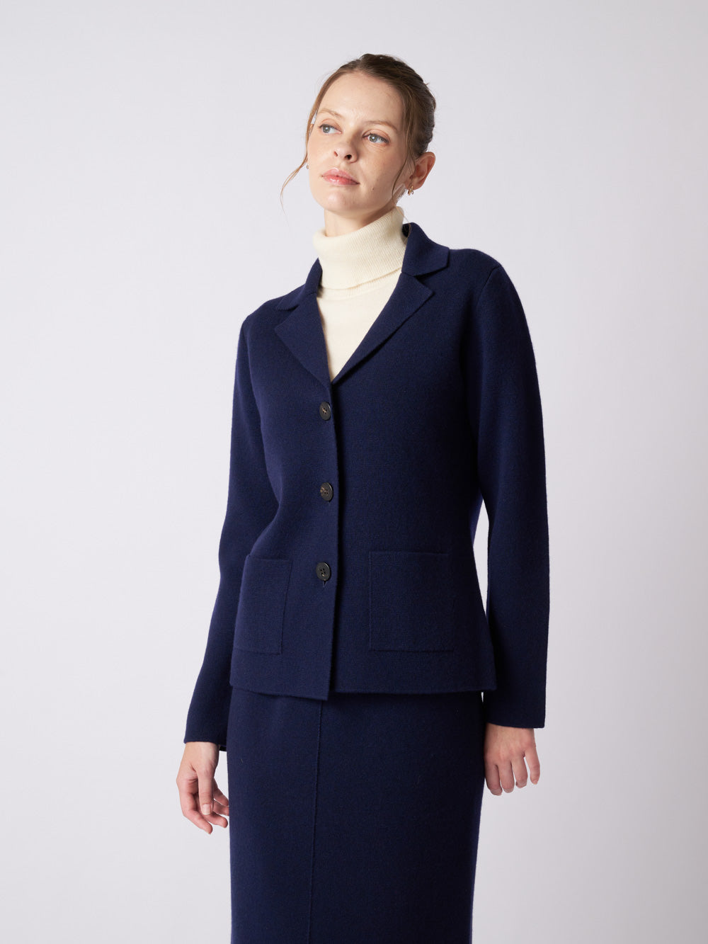 Cashmere milano rib tailored knit jacket