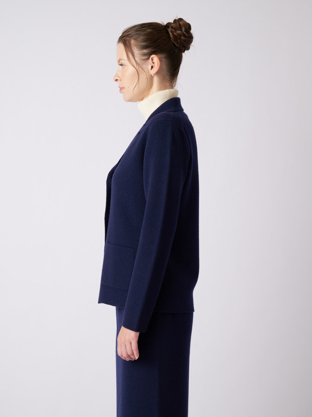 Cashmere milano rib tailored knit jacket