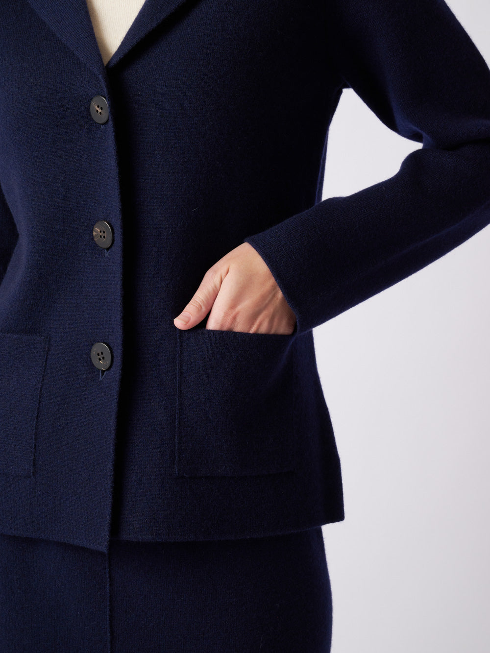 Cashmere milano rib tailored knit jacket