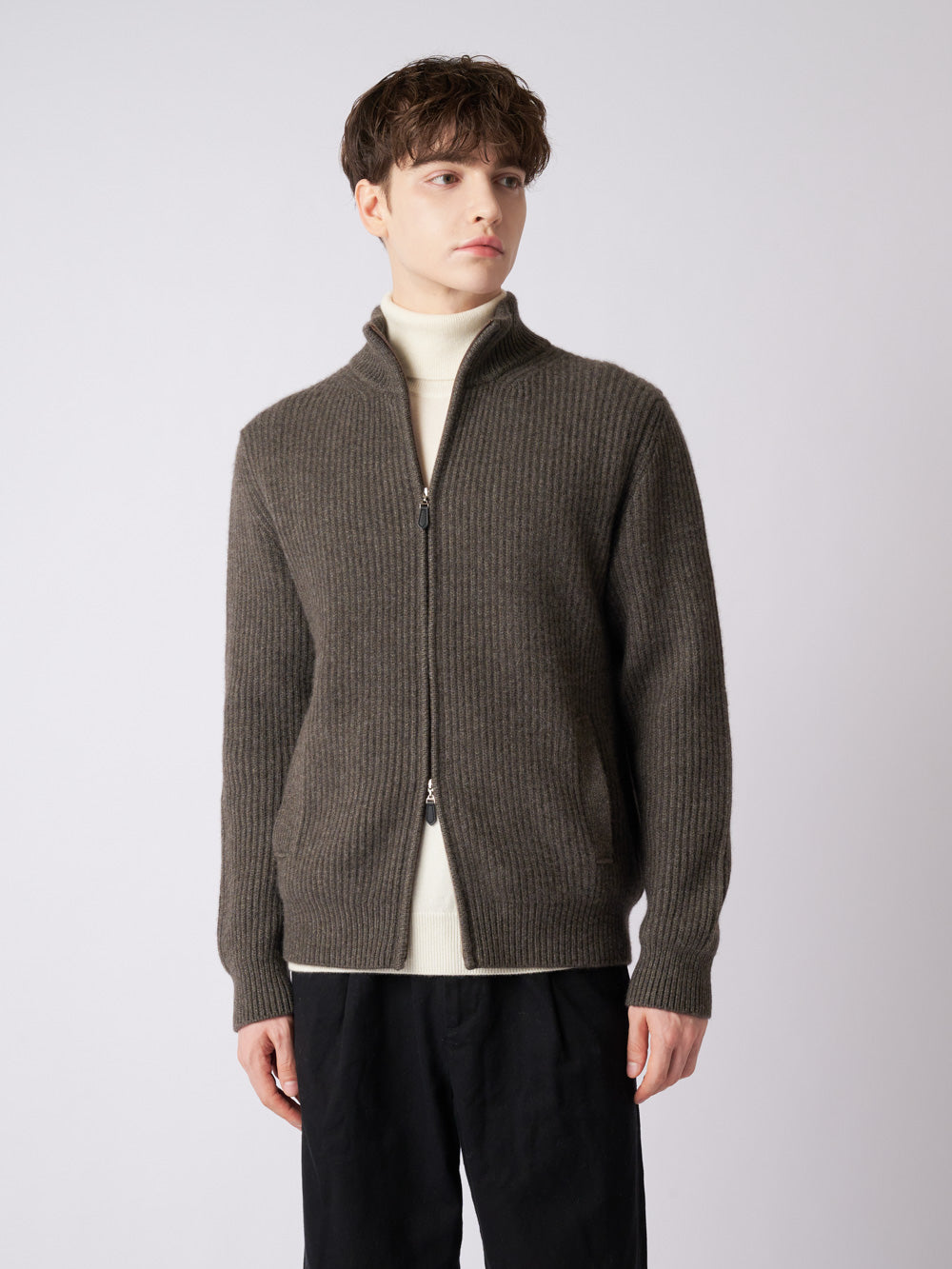 Cashmere fullcardigan full-zip jacket