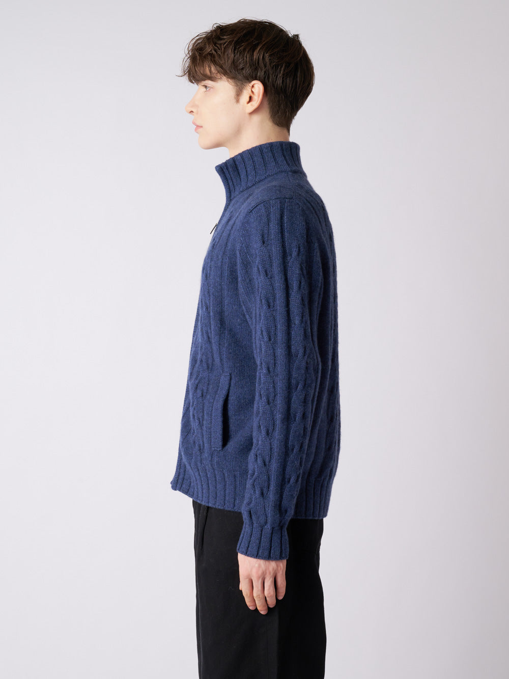 Cashmere cable full-zip jacket