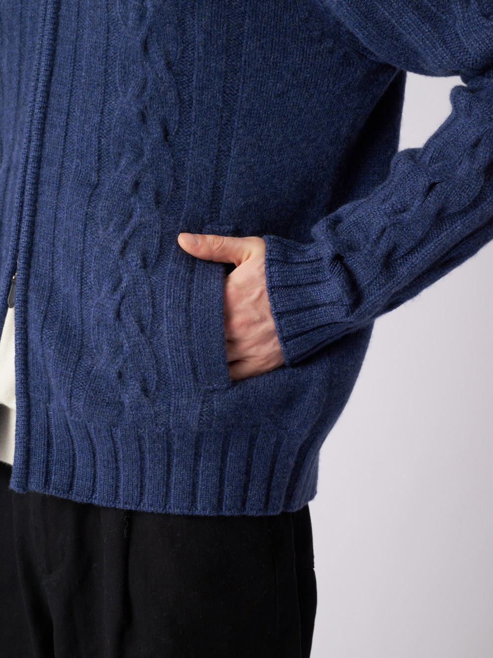 Cashmere cable full-zip jacket