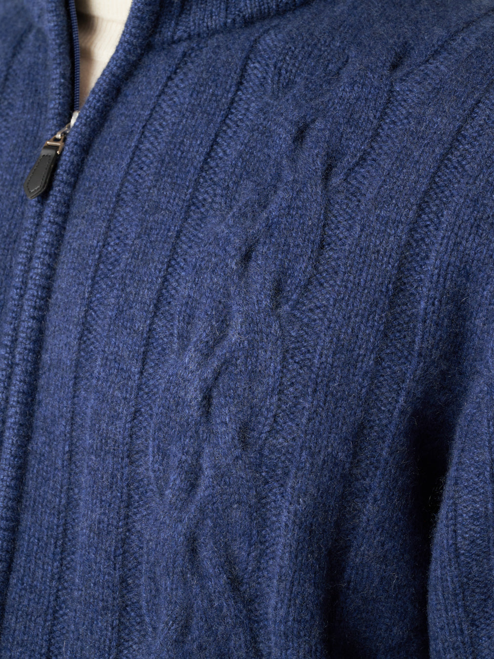 Cashmere cable full-zip jacket