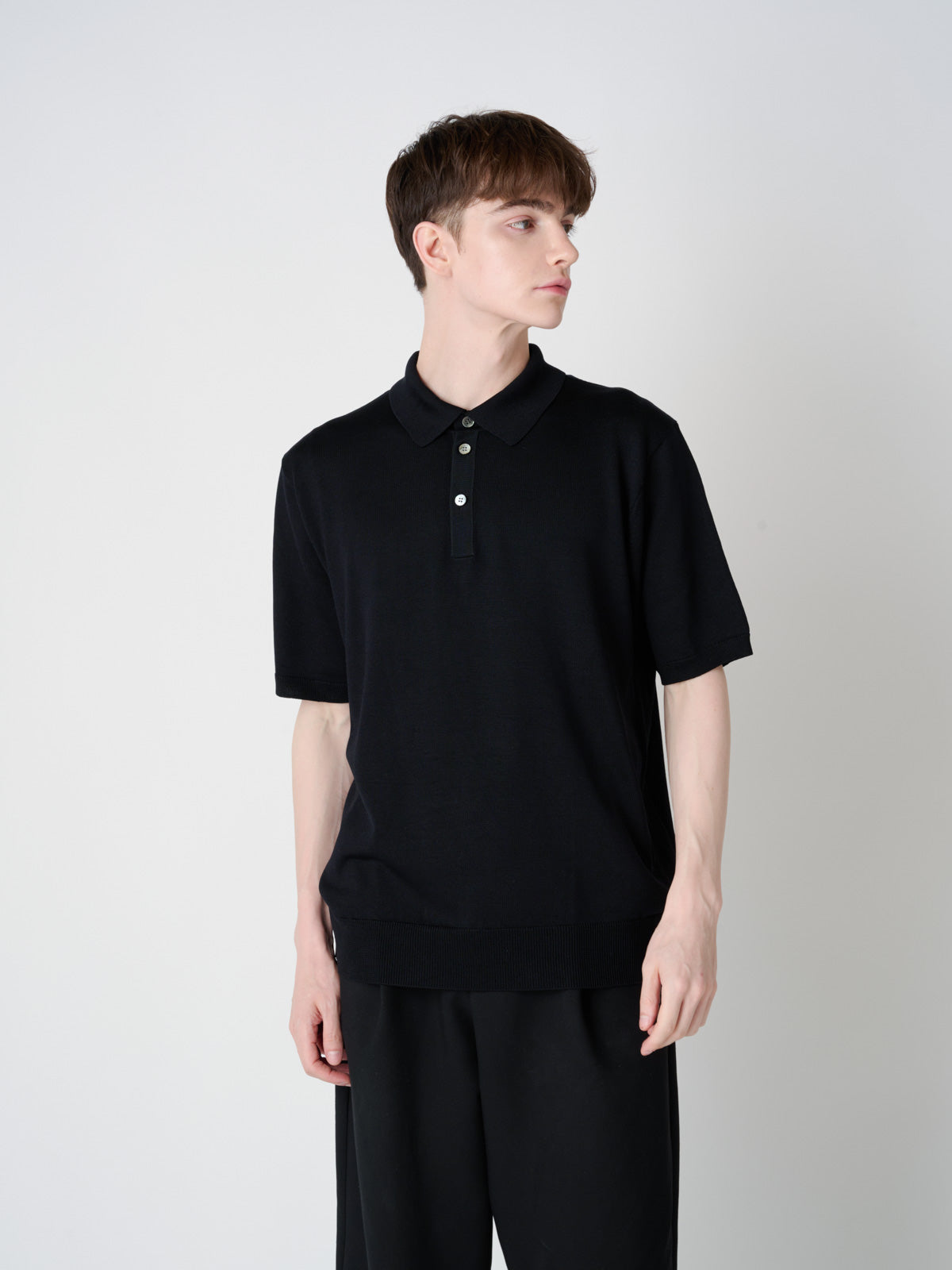 [For retailer]Washable Silk polo-collar sweater｜Men