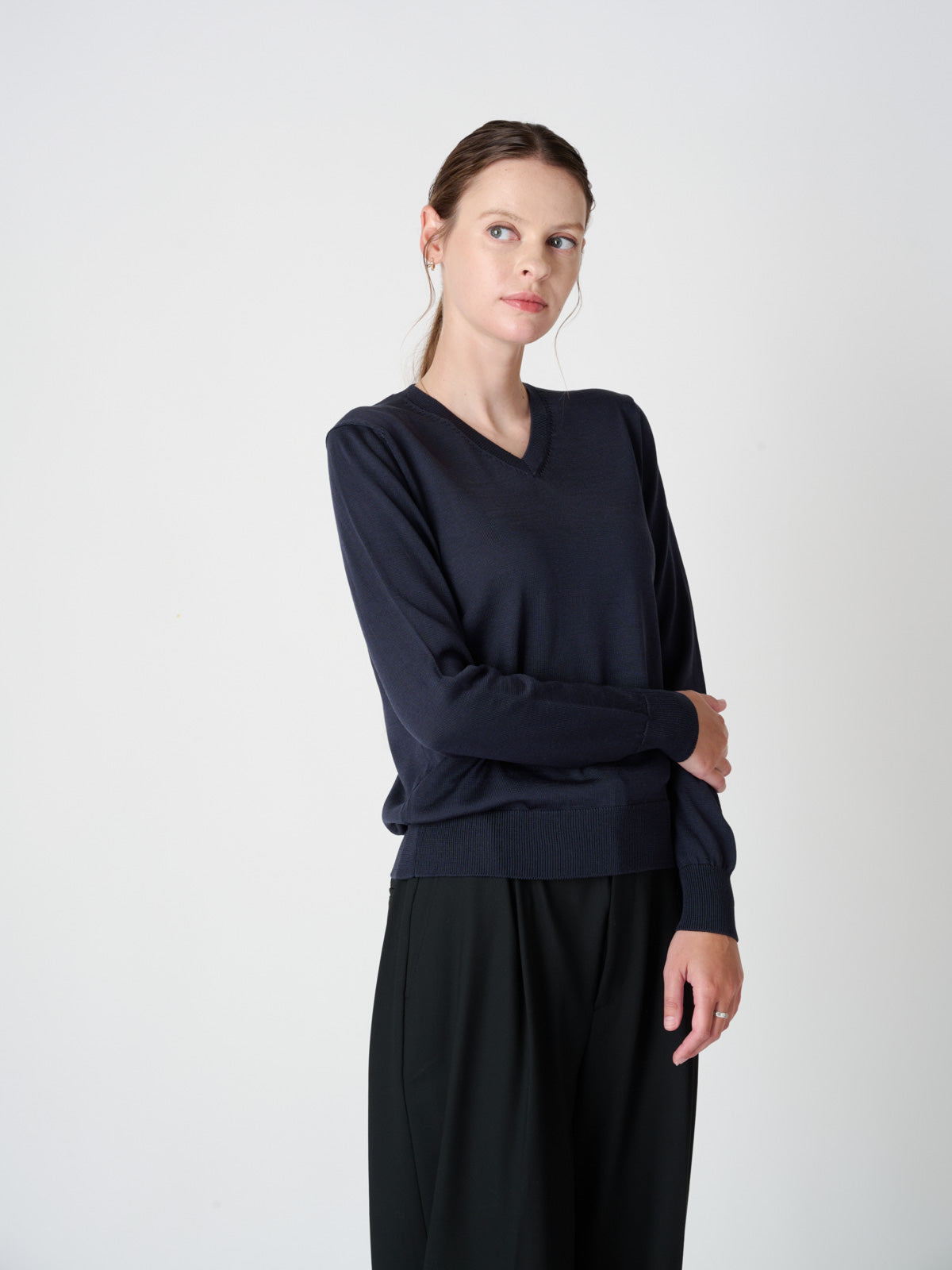 Washable Silk v-neck sweater｜Women