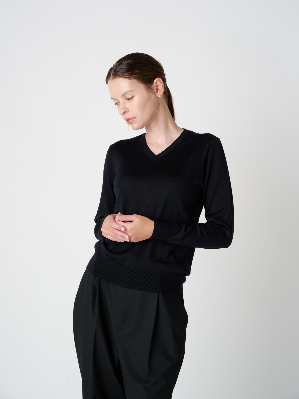 Washable Silk v-neck sweater｜Women