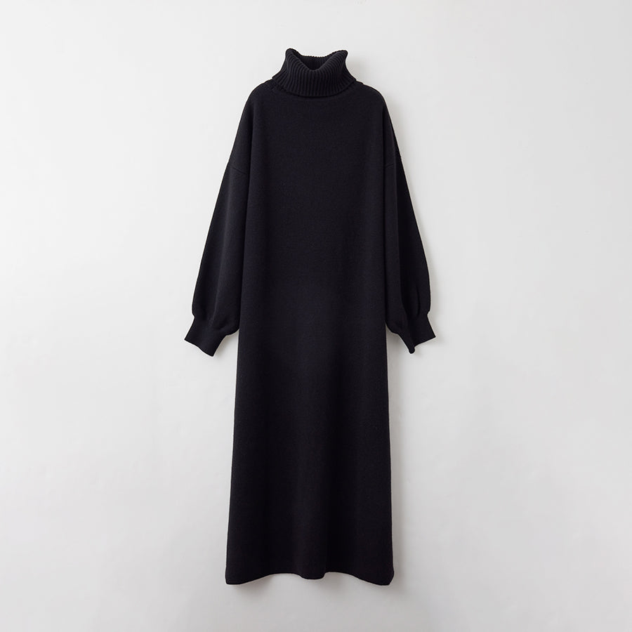 Personalized custom order of women's Japanese luxury cashmere knit milano-rib turtleneck dress