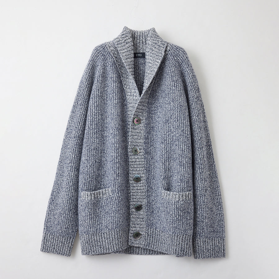 【Sample】Cashmere fullcardigan shawl-collar cardigan / M size