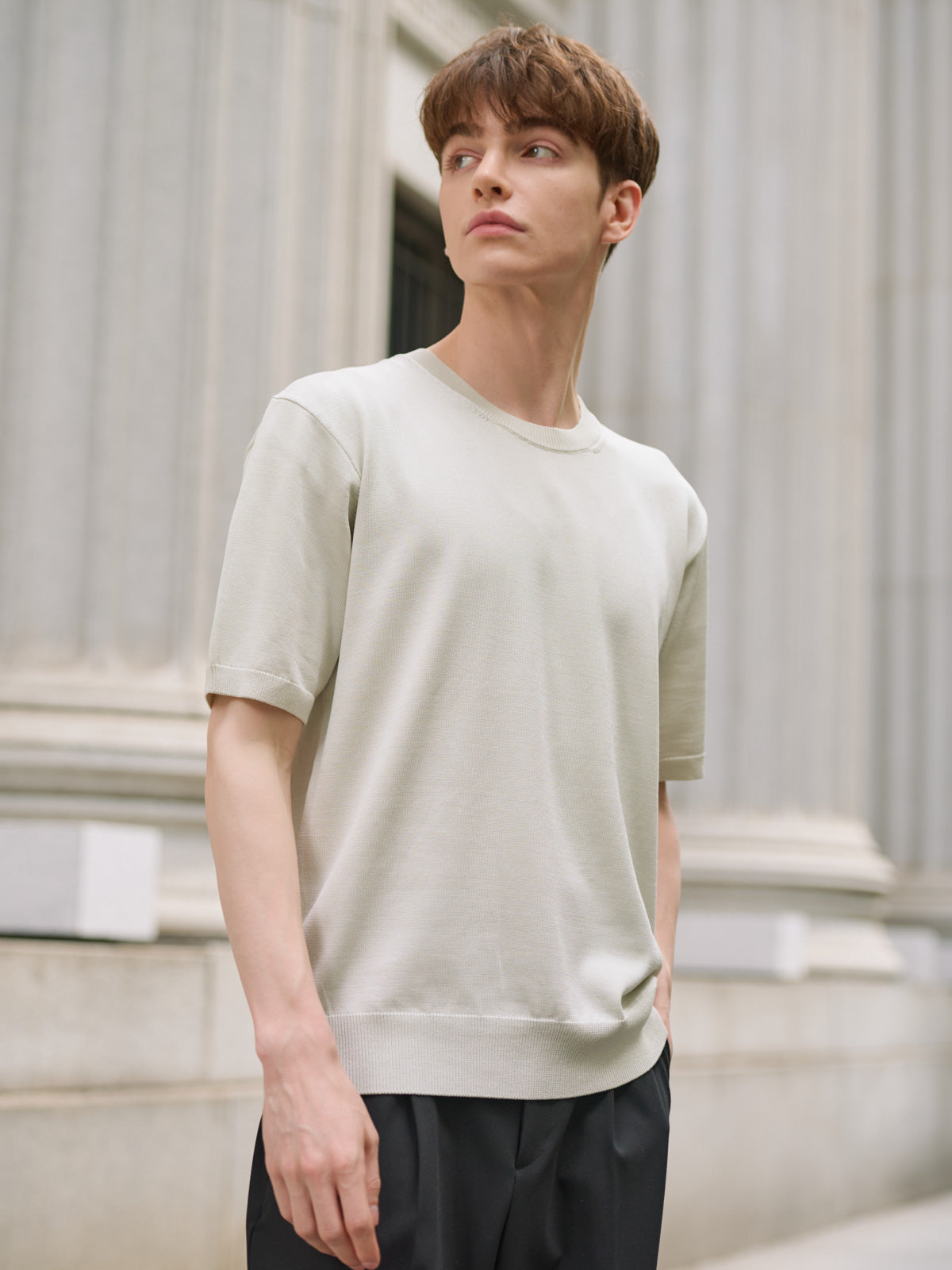 Washable Silk crewneck sweater｜Men