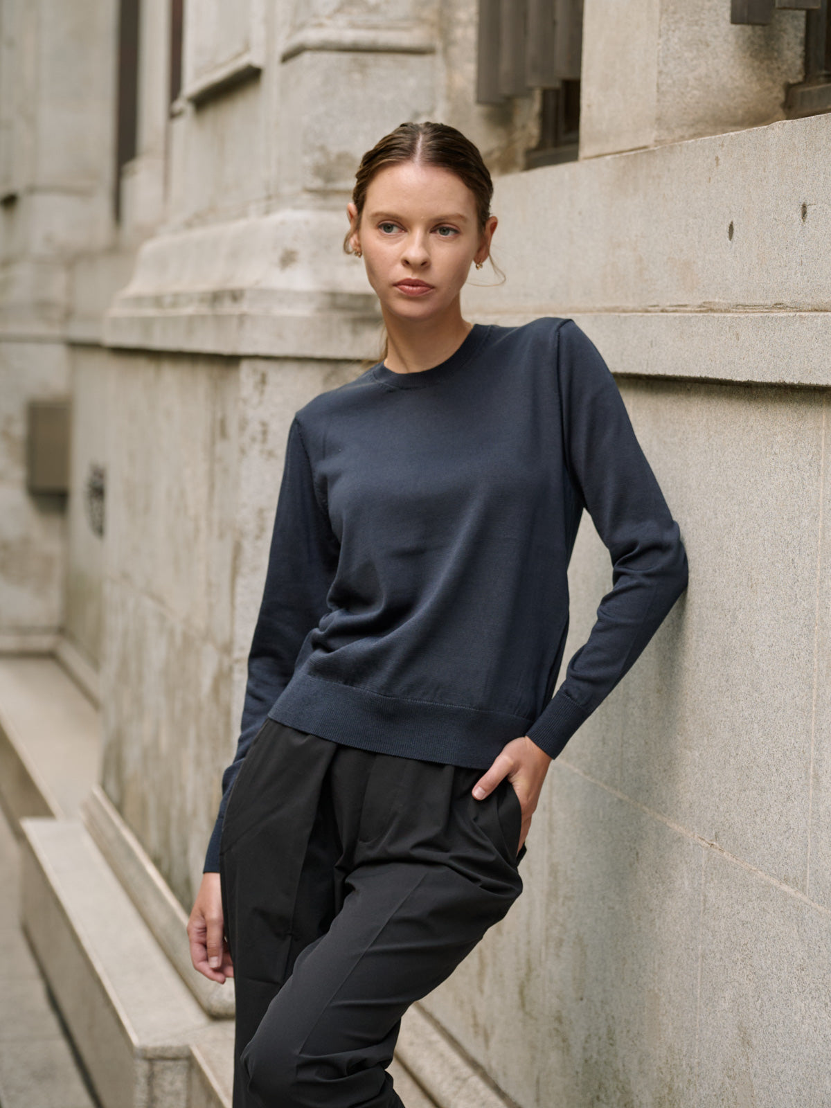 Washable Silk crewneck sweater｜Women