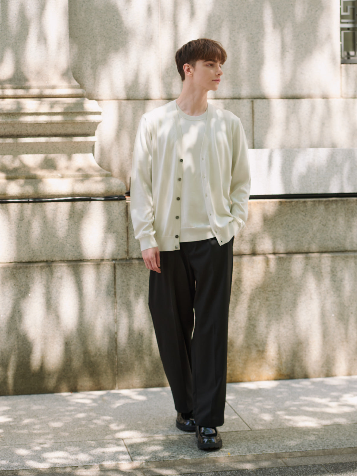 Washable Silk cardigan｜Men