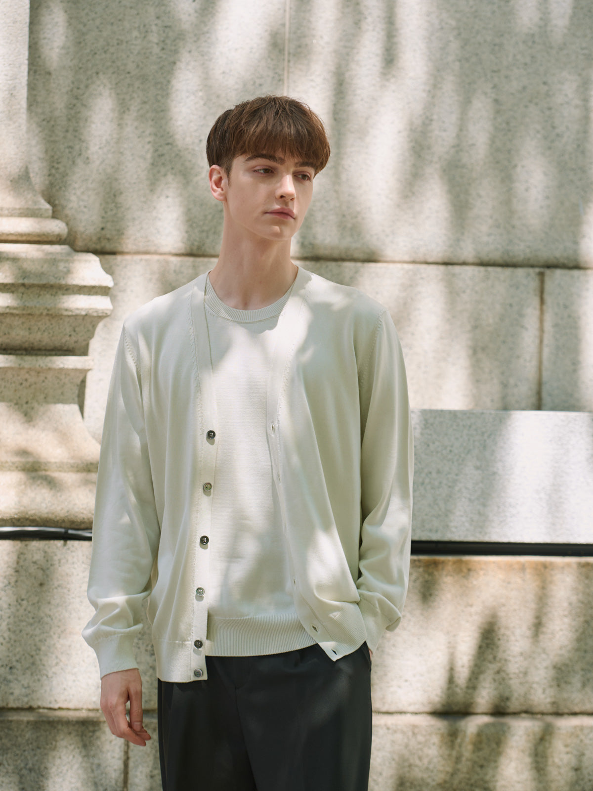 Washable Silk cardigan｜Men