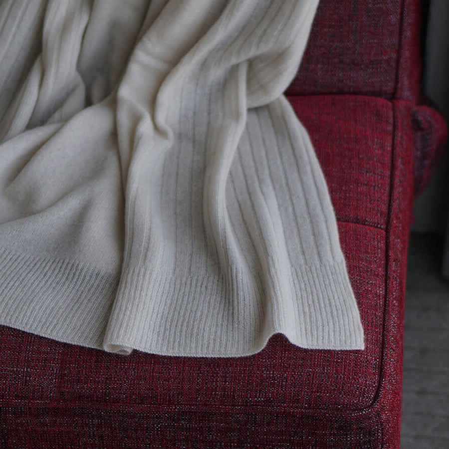 Cashmere knit  angel's rib stole (177cm × 63.5cm)