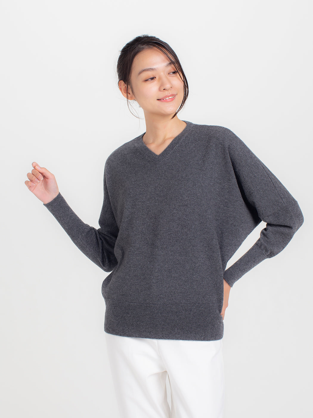 Cashmere dolman-sleeve sweater