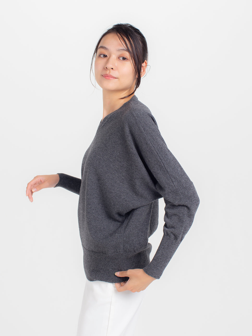 Cashmere dolman-sleeve sweater