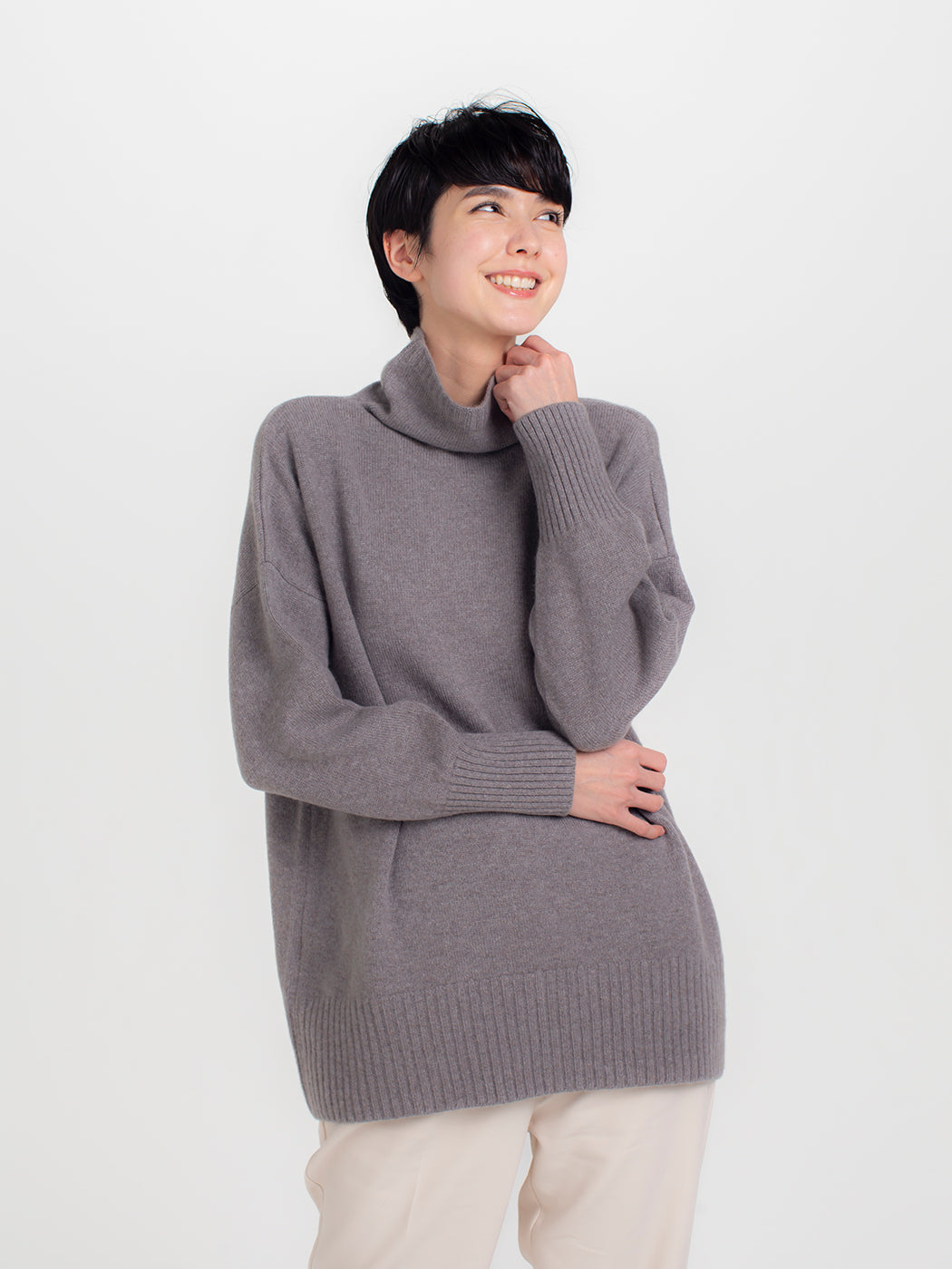 Cashmere turtleneck long top