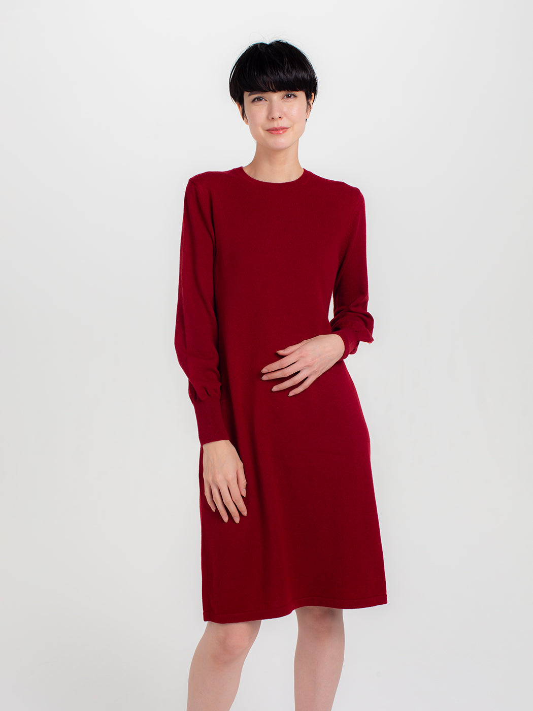 Cashmere slim fit crew-neck dress