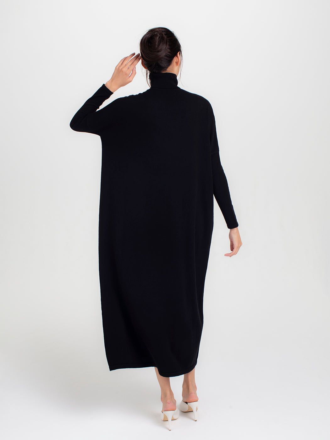 Cashmere relax turtleneck long dress