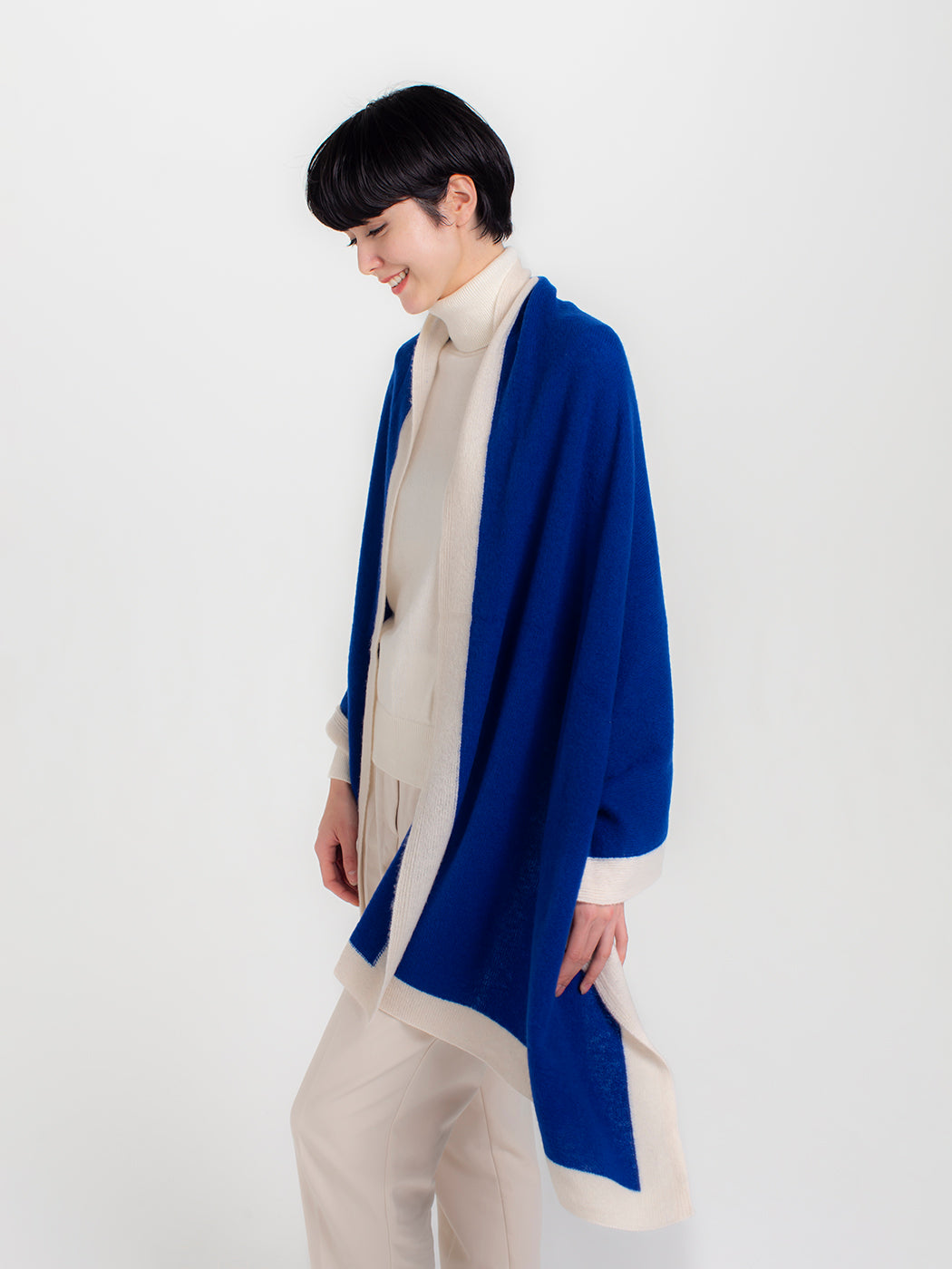 Large cashmere knit frame-color angel's shawl (200cm × 78cm)