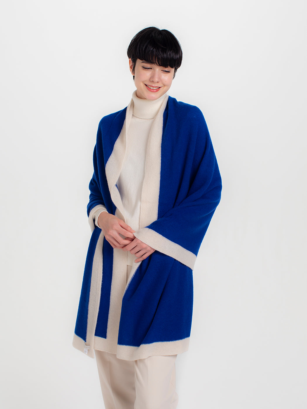 Large cashmere knit frame-color angel's shawl (200cm × 78cm)