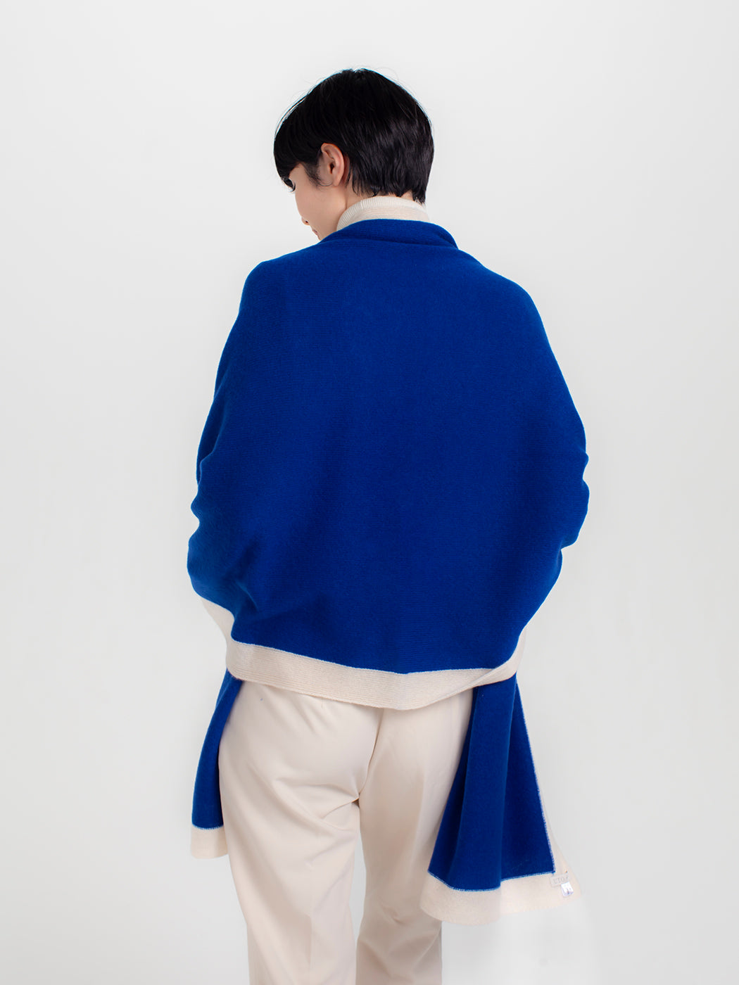 Large cashmere knit frame-color angel's shawl (200cm × 78cm)