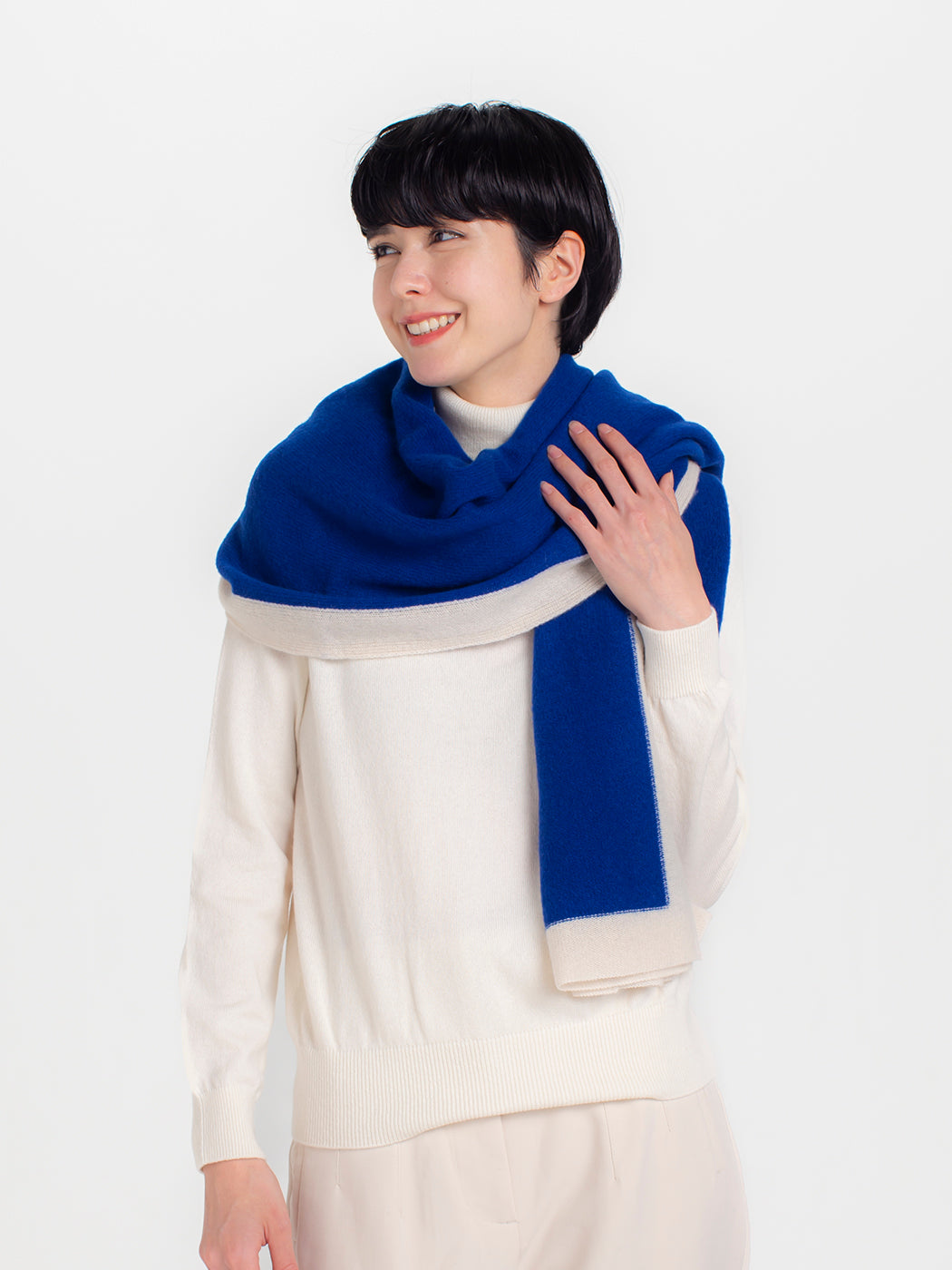 Large cashmere knit frame-color angel's shawl (200cm × 78cm)