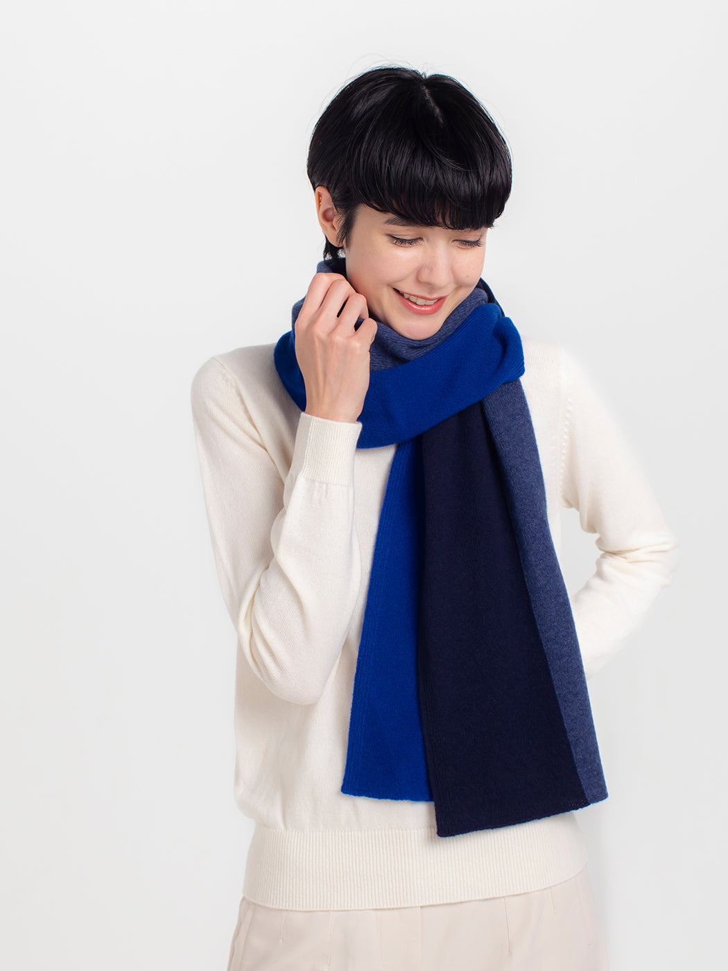 Cashmere knit 3colors-stripe angel's stole (170cm × 45cm)