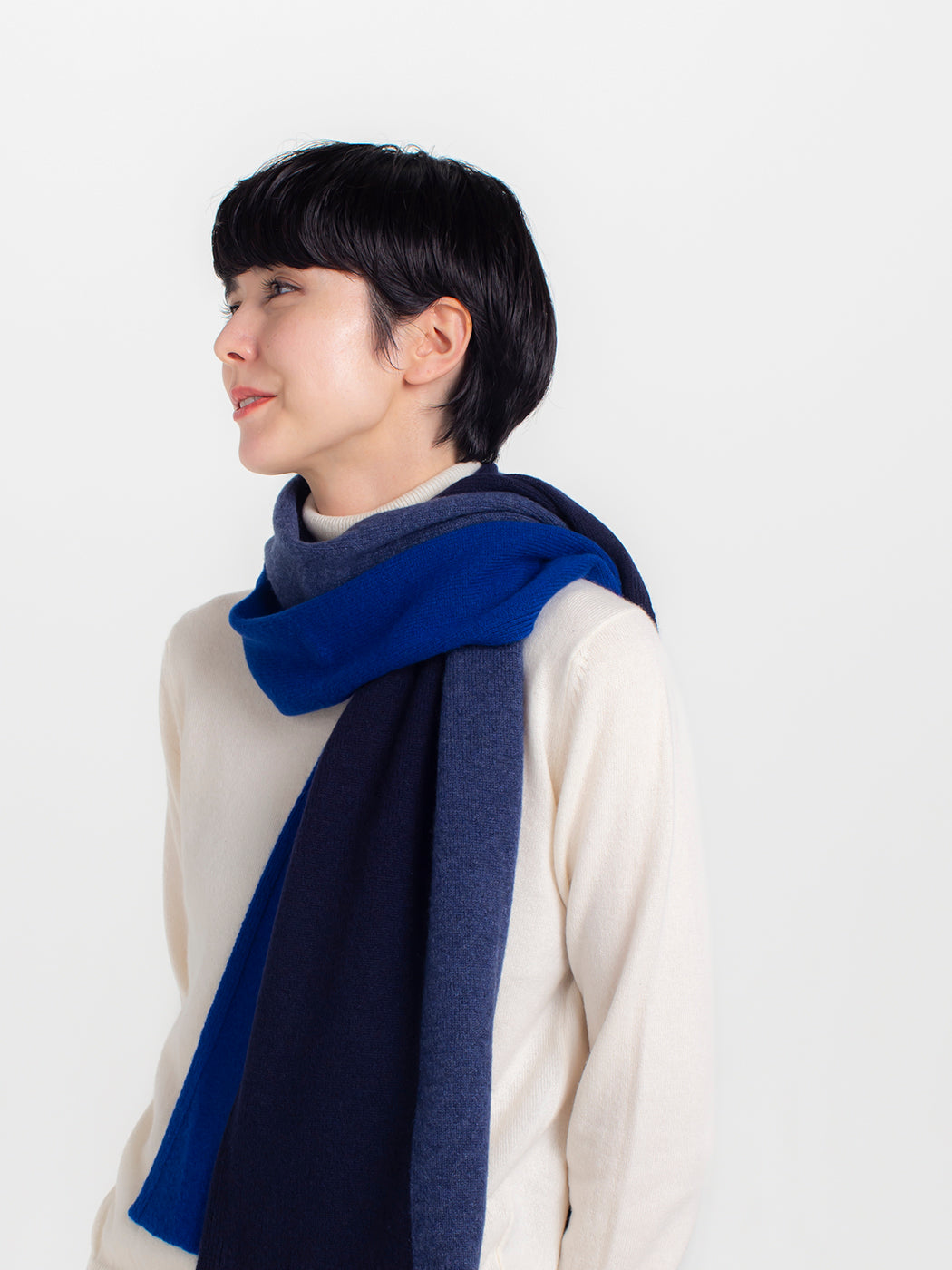 Cashmere knit 3colors-stripe angel's stole (170cm × 45cm)