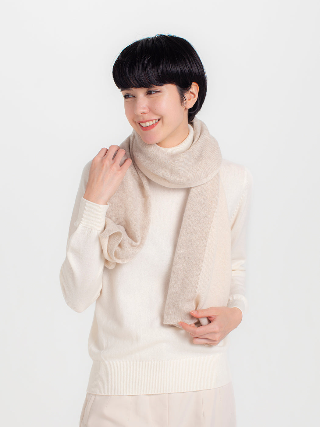 Cashmere knit angel's stole- bicolor stripe design (160cm × 50cm)