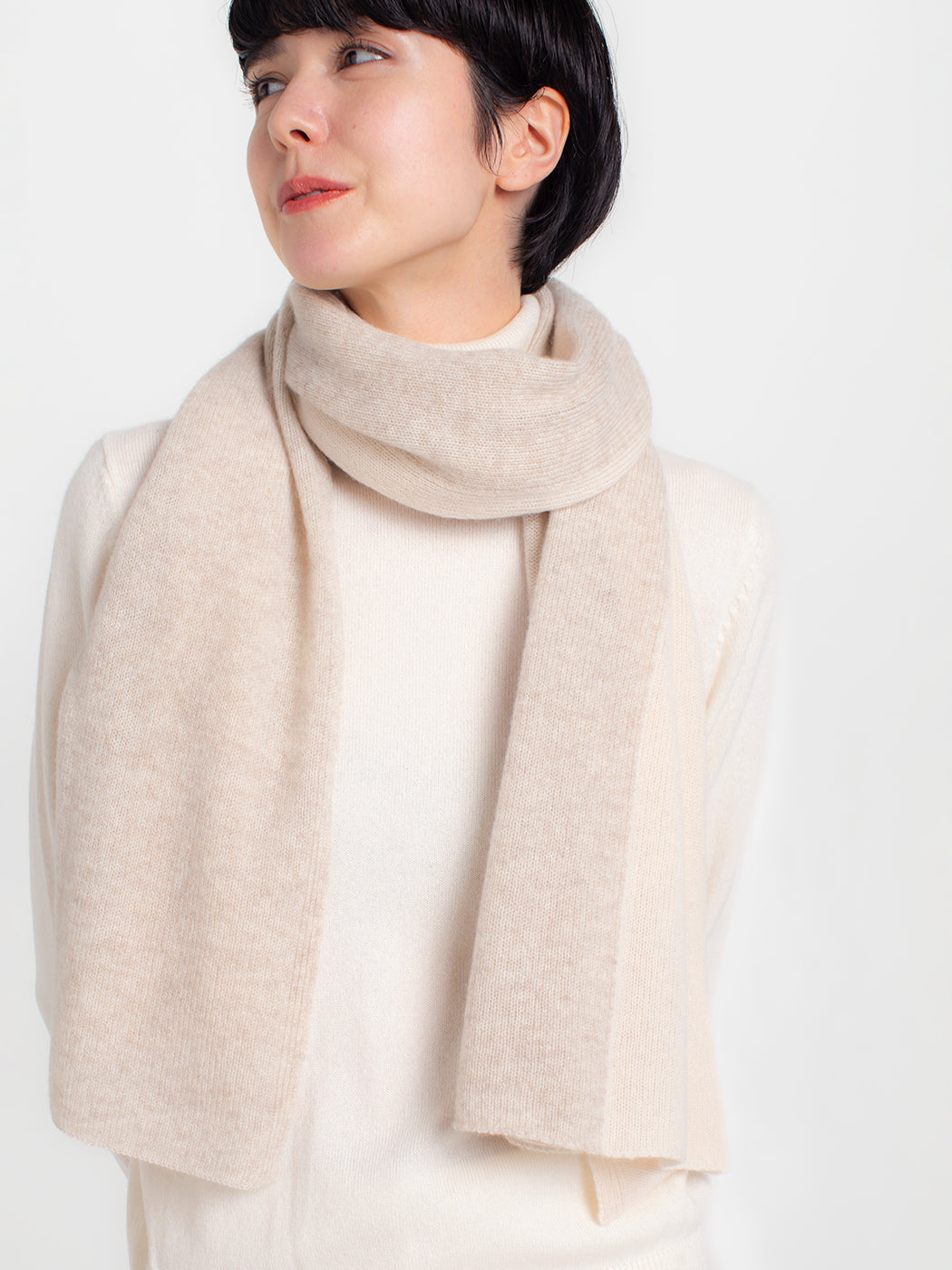 Cashmere knit angel's stole- bicolor stripe design (160cm × 50cm)