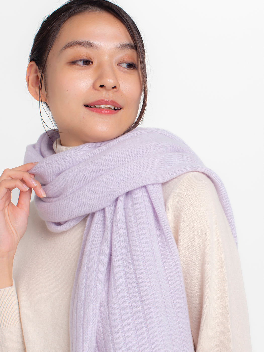 Cashmere knit angel's rib stole (177cm × 63.5cm)