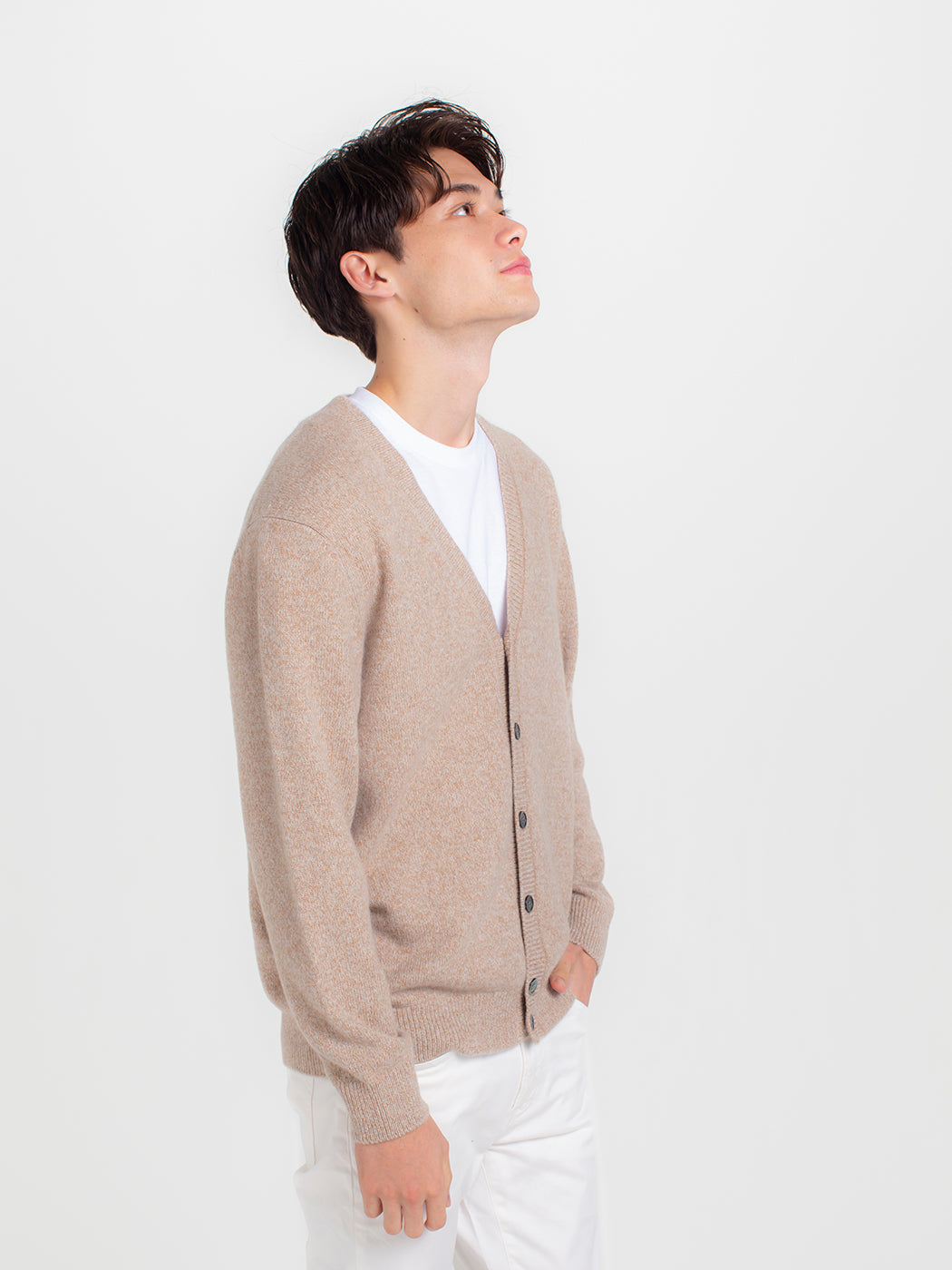 Four-tone Melange Cashmere cardigan