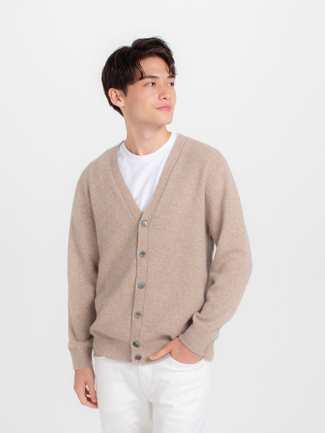 Four-tone Melange Cashmere cardigan