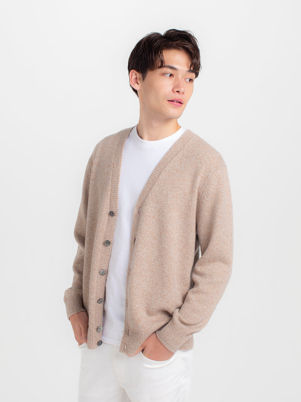 Four-tone Melange Cashmere cardigan