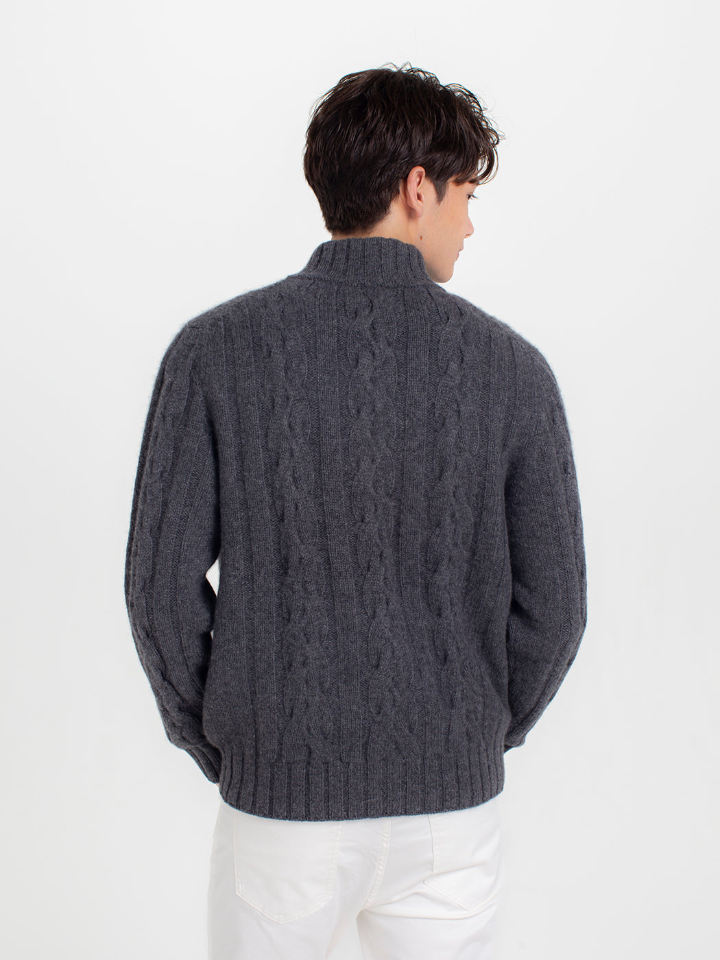 Cashmere cable full-zip jacket