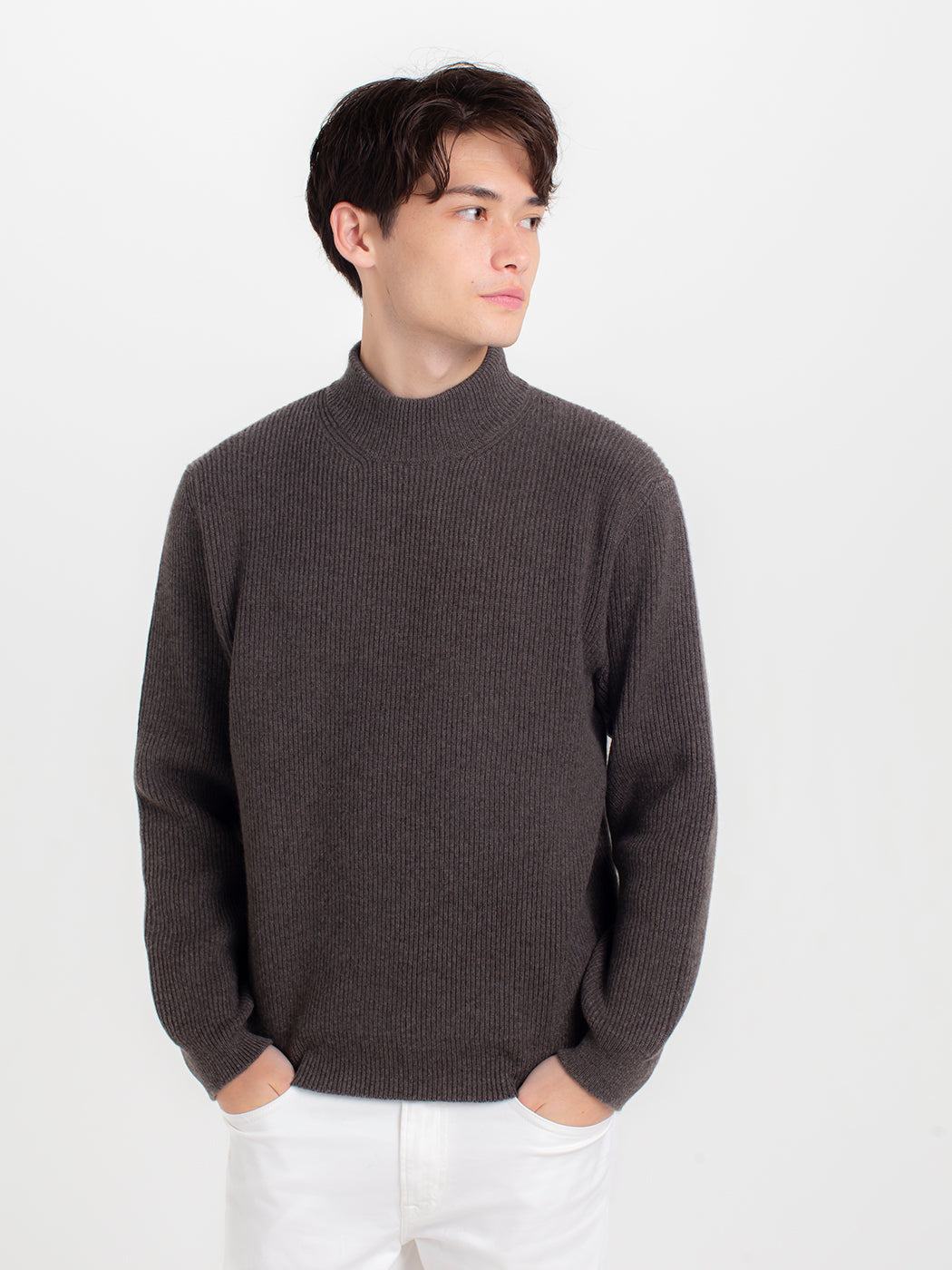 Cashmere fullcardigan high-necked sweater (stock sale)