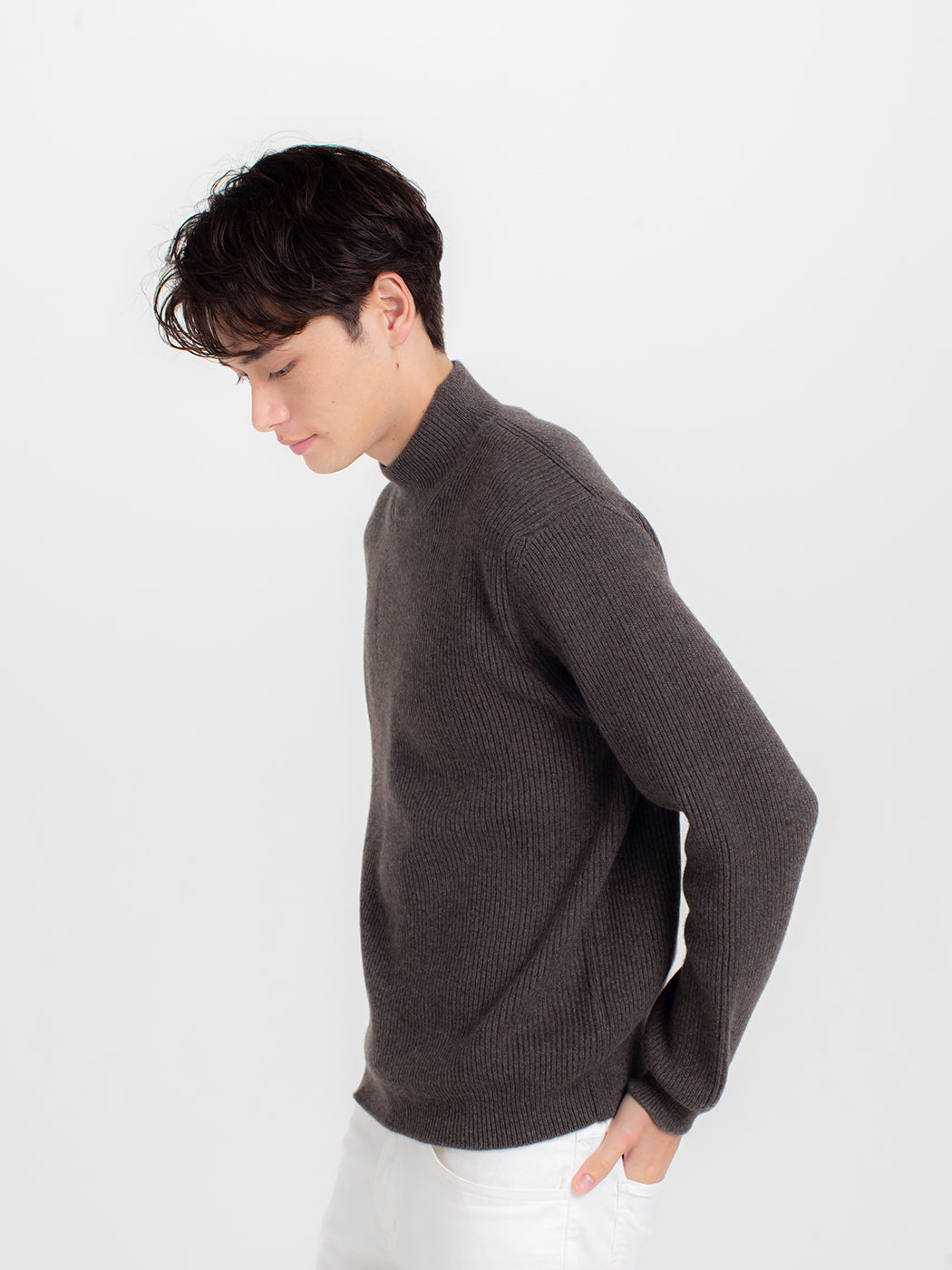 Cashmere fullcardigan high-necked sweater (stock sale)